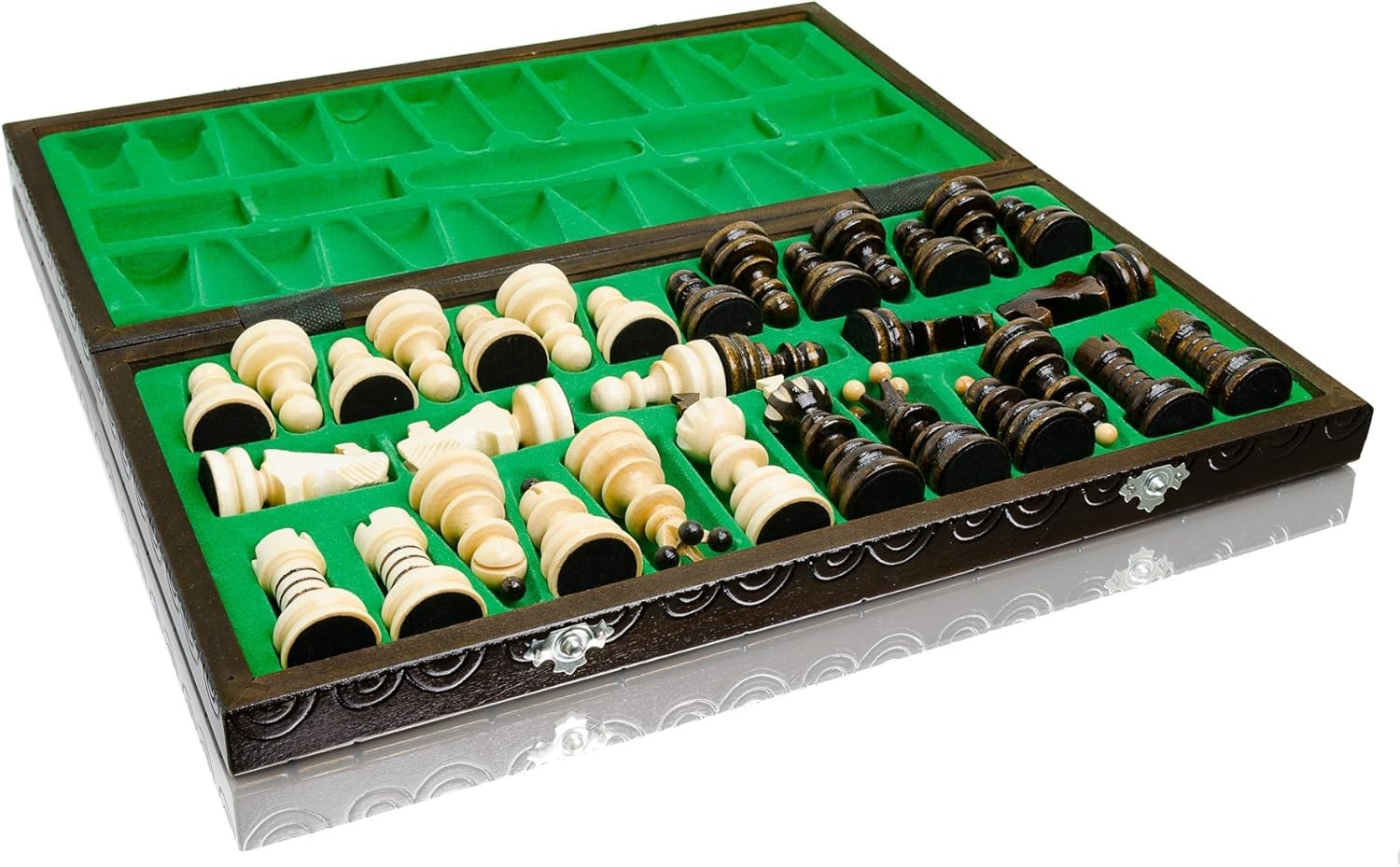 Luxury 42cm Wooden Chess Set XL | Handmade Board & Carved Pieces | Premium Gift