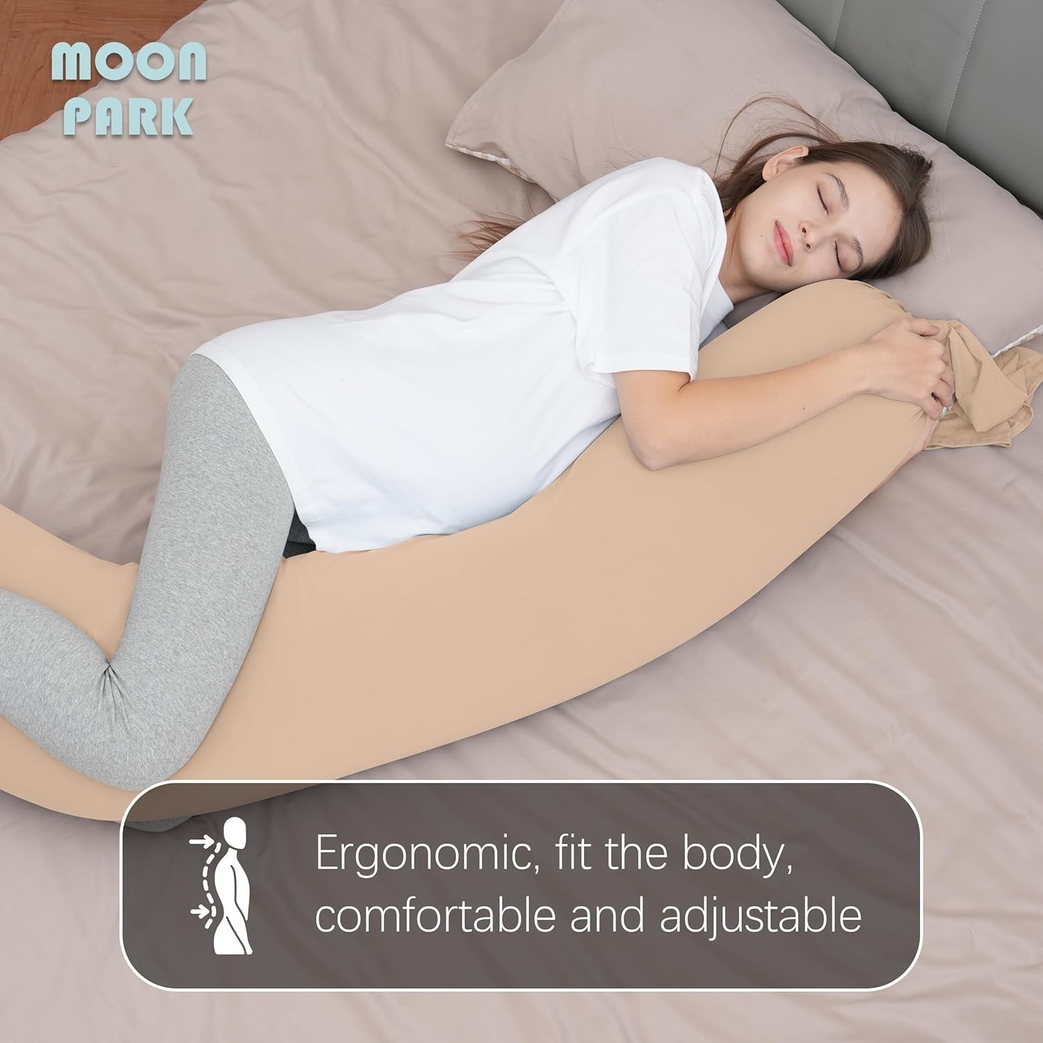 Pregnancy Pillow 54” Full Body Maternity Support Cushion Cooling Brown