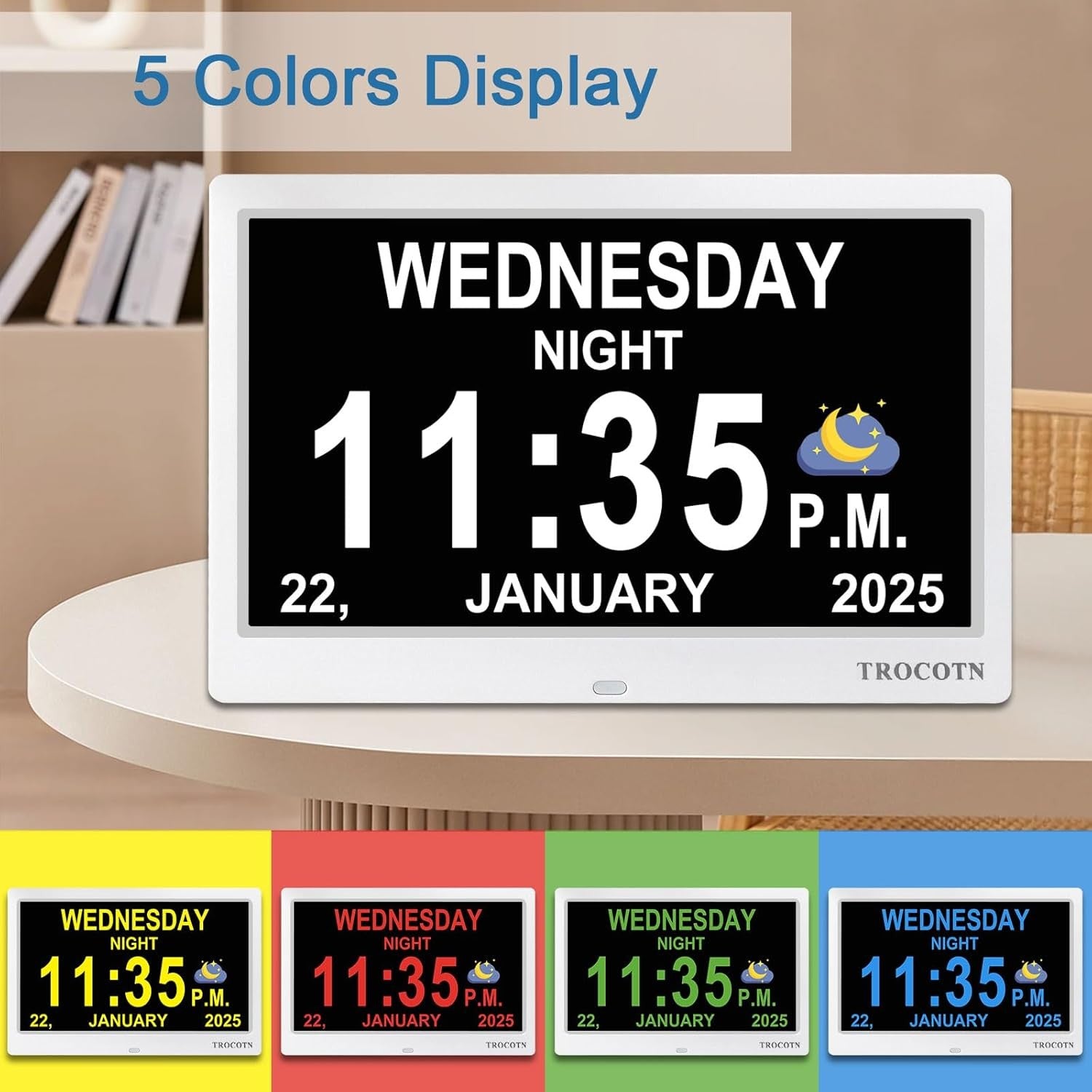 10” Dementia Digital Clock Large Day Date Display Auto Dimming Elderly