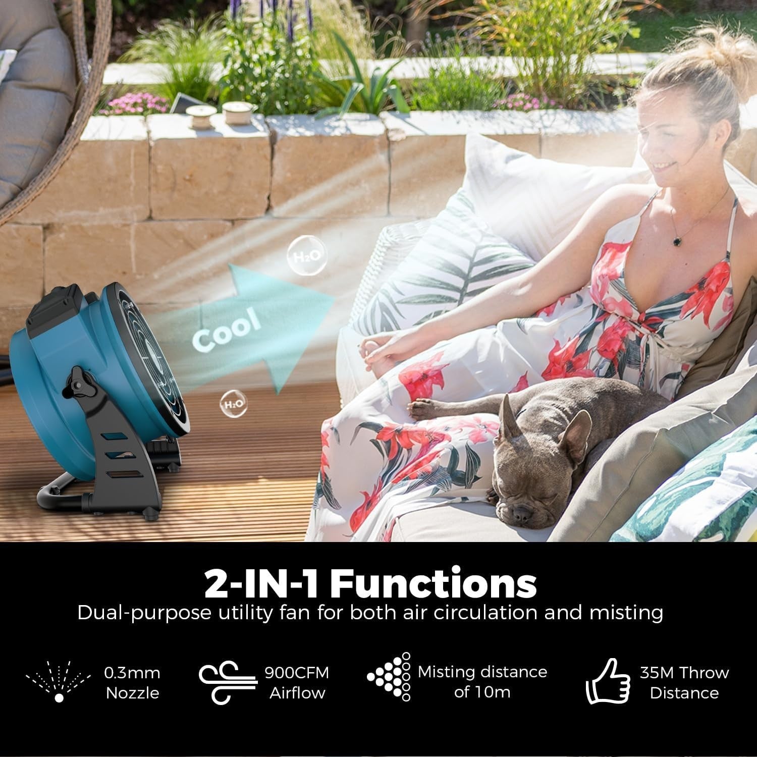 Outdoor Misting Fan – Heavy Duty 3-Speed Cooling Air Circulator for Patio & Camp