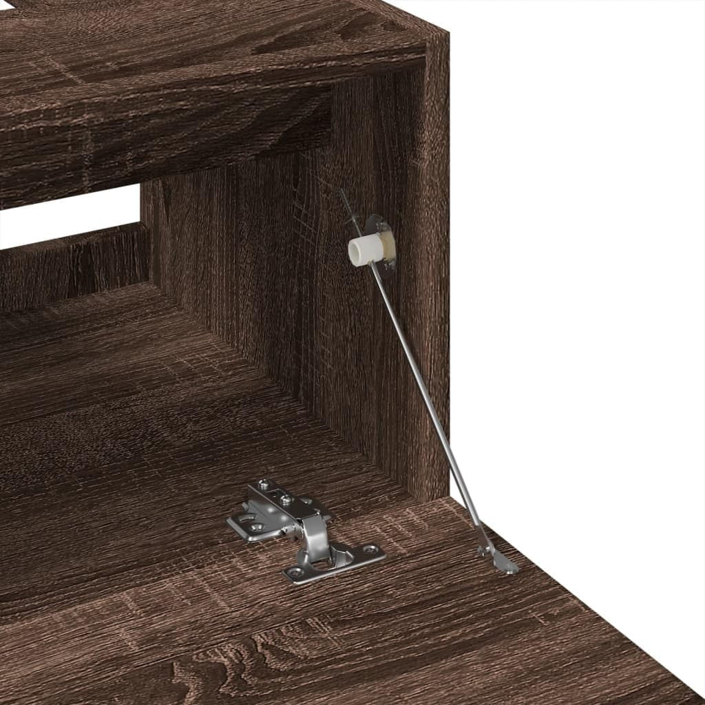 Brown Oak Under Sink Bathroom Cabinet 3 Drawer Vanity Storage Unit 40x37x59cm