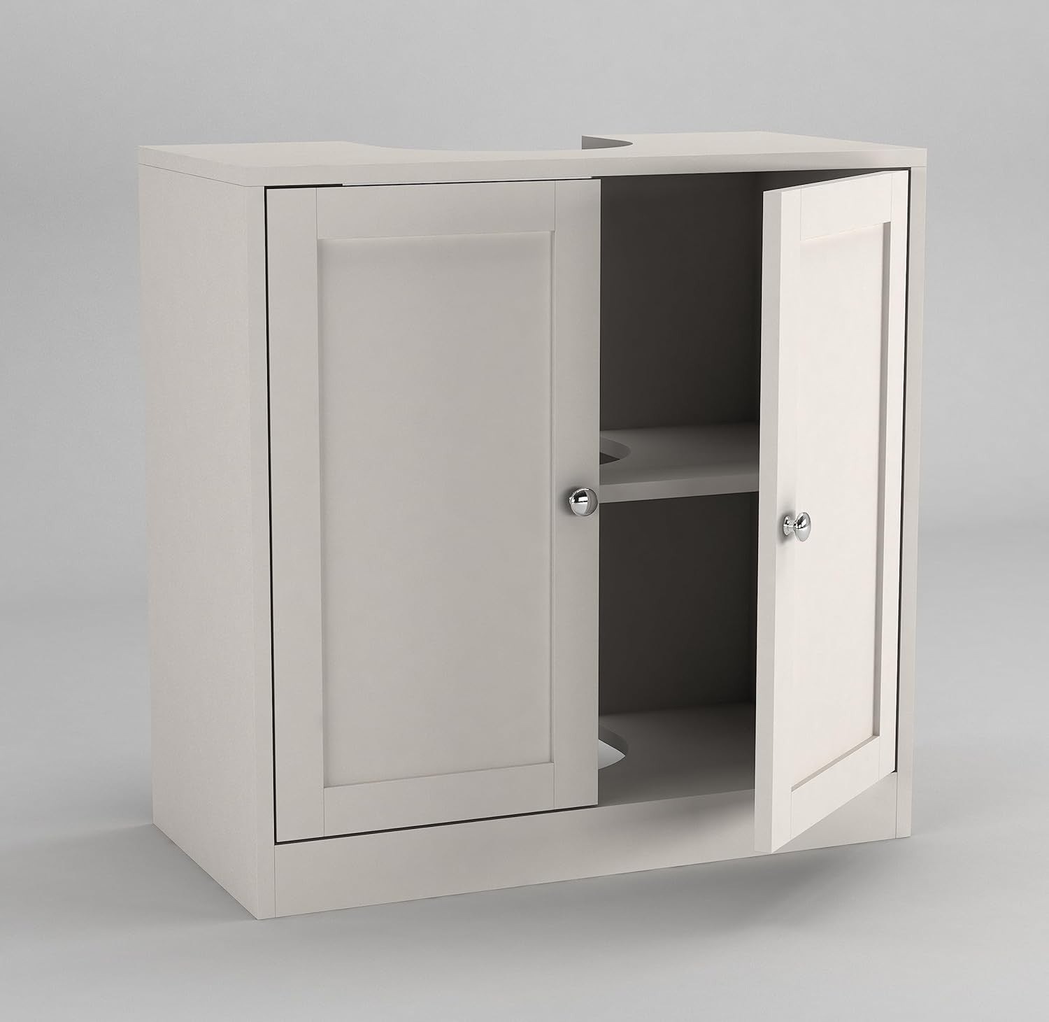 Modern White Under Sink Bathroom Vanity Unit 60cm Storage Cabinet with Shelf