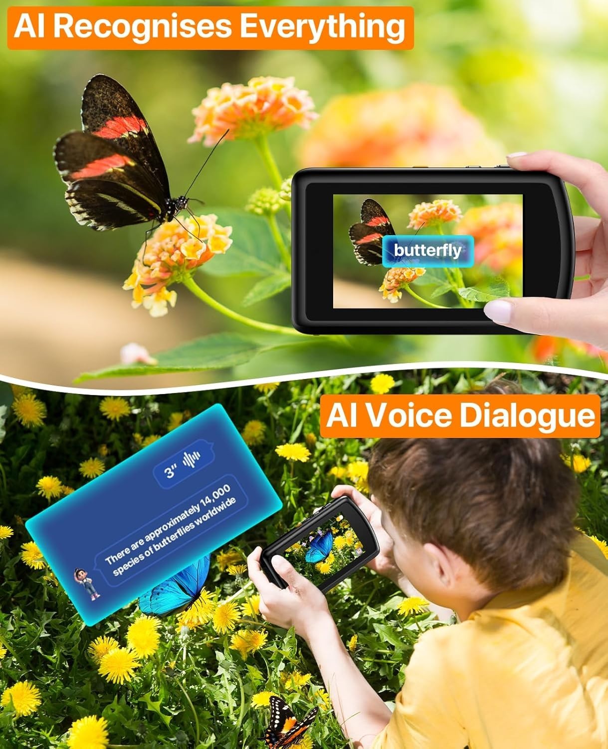 AI Smart Digital Camera WiFi Touch Screen Vlogging Camera Black