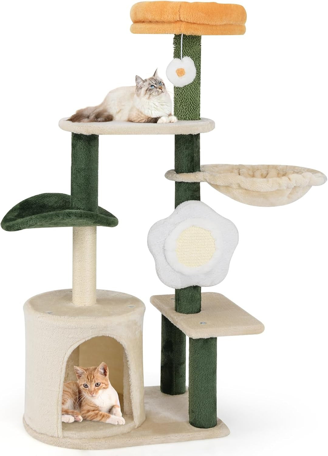 Cat Tree with Condo Hammock Sisal Scratching Post Multi Level Indoor Tower