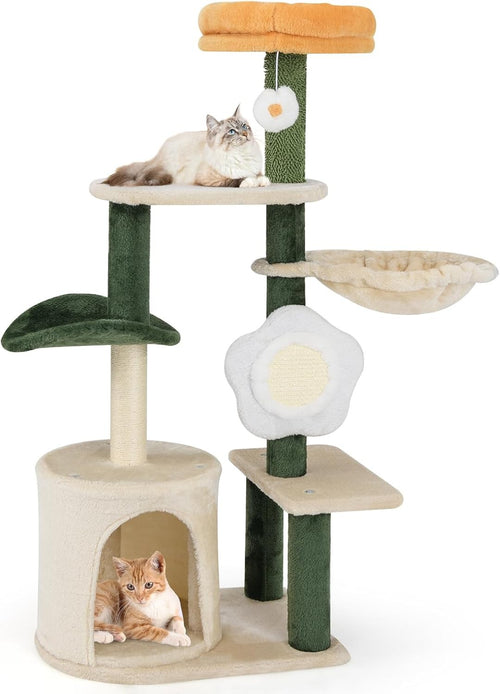 Cat Tree with Condo Hammock Sisal Scratching Post Multi Level Indoor Tower