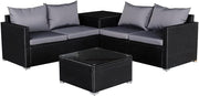 Rattan Garden Corner Sofa Set 4 Seater – Table, Storage & Cover, Outdoor Use