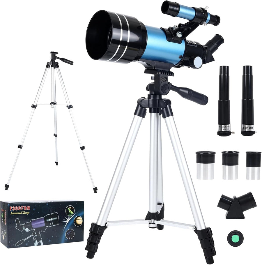 70mm Astronomy Refractor Telescope for Kids & Adults with Tripod - Blue