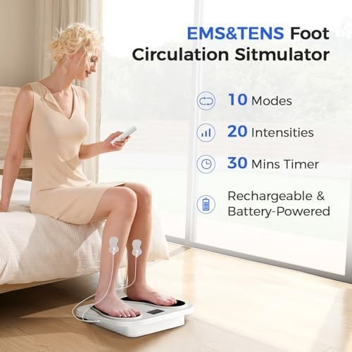 EMS TENS Foot Massager 10 Modes 20 Intensities Plantar Fasciitis Relief White