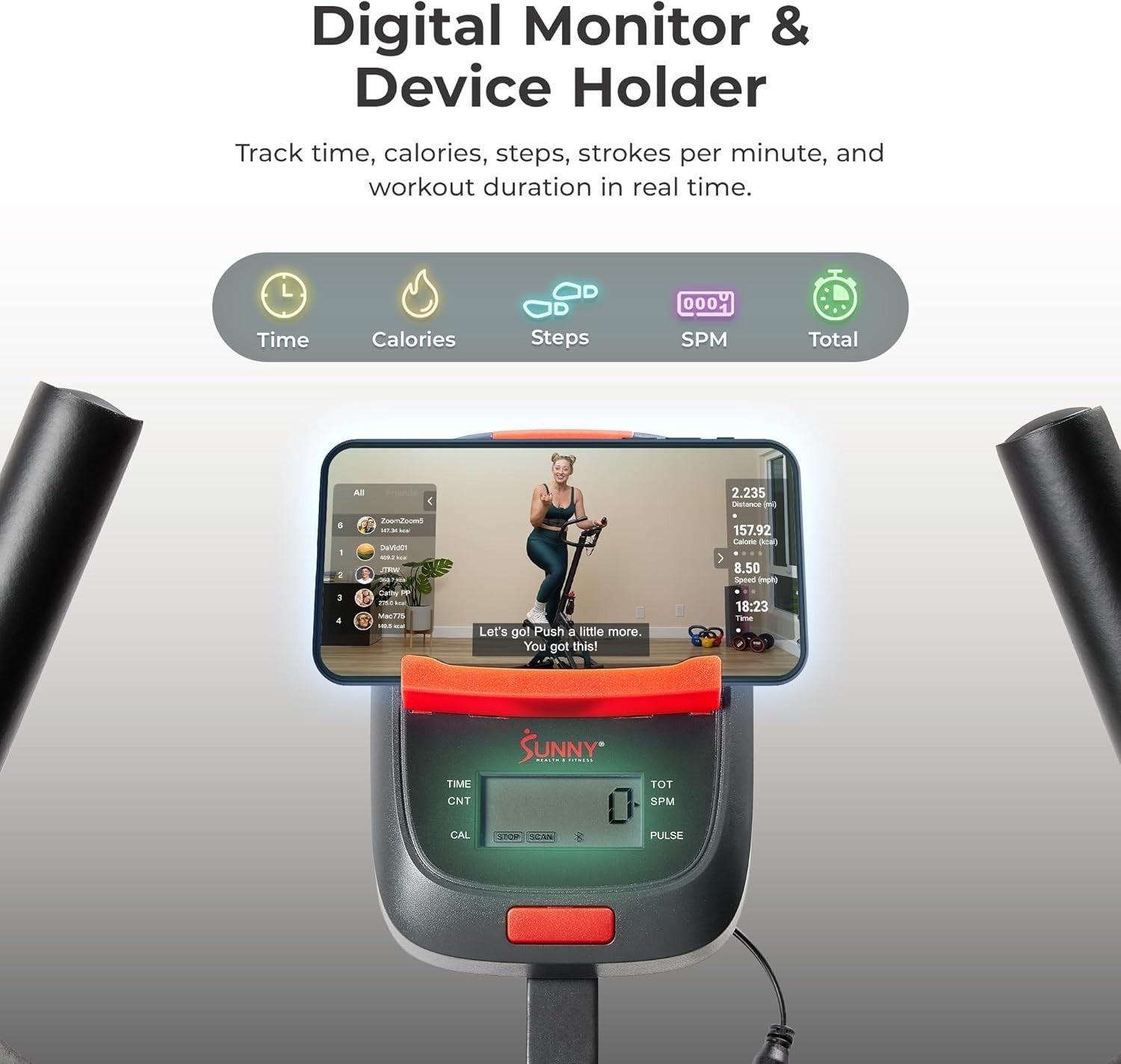 Height-Adjustable Stair Stepper for Home w/ Extended Step Range & LCD Monitor