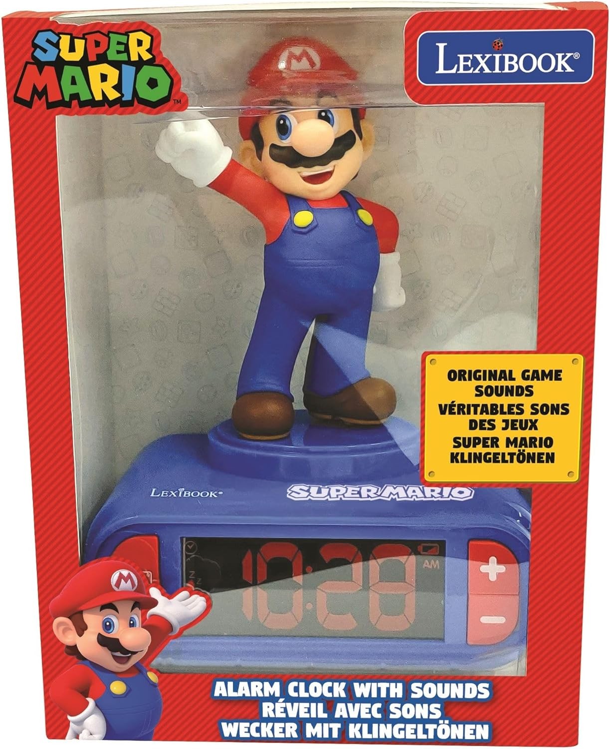 Kids Red Blue Character Alarm Clock Night Light LCD Snooze Sound Effects