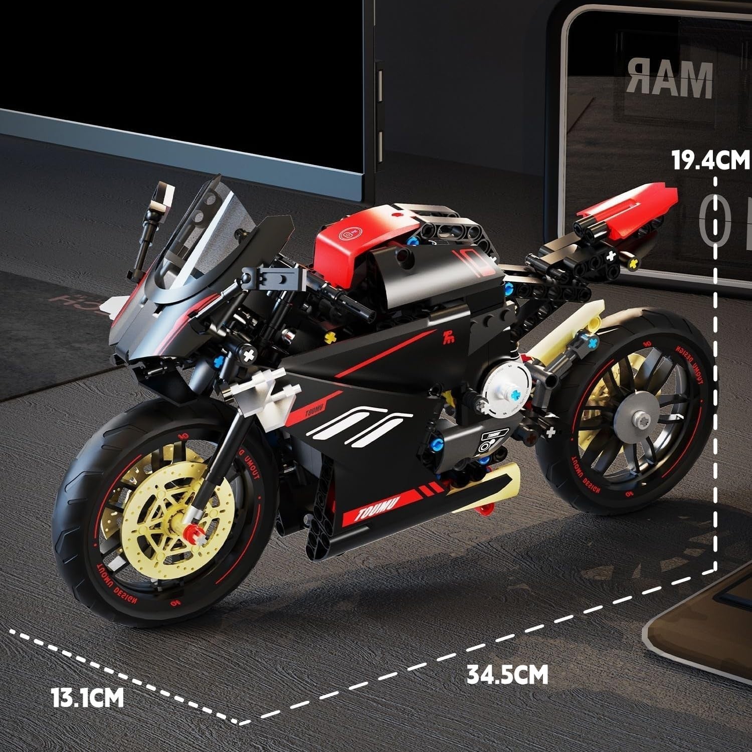 426-Piece Motorcycle Building Kit with Full-Color Guide & Display Ready