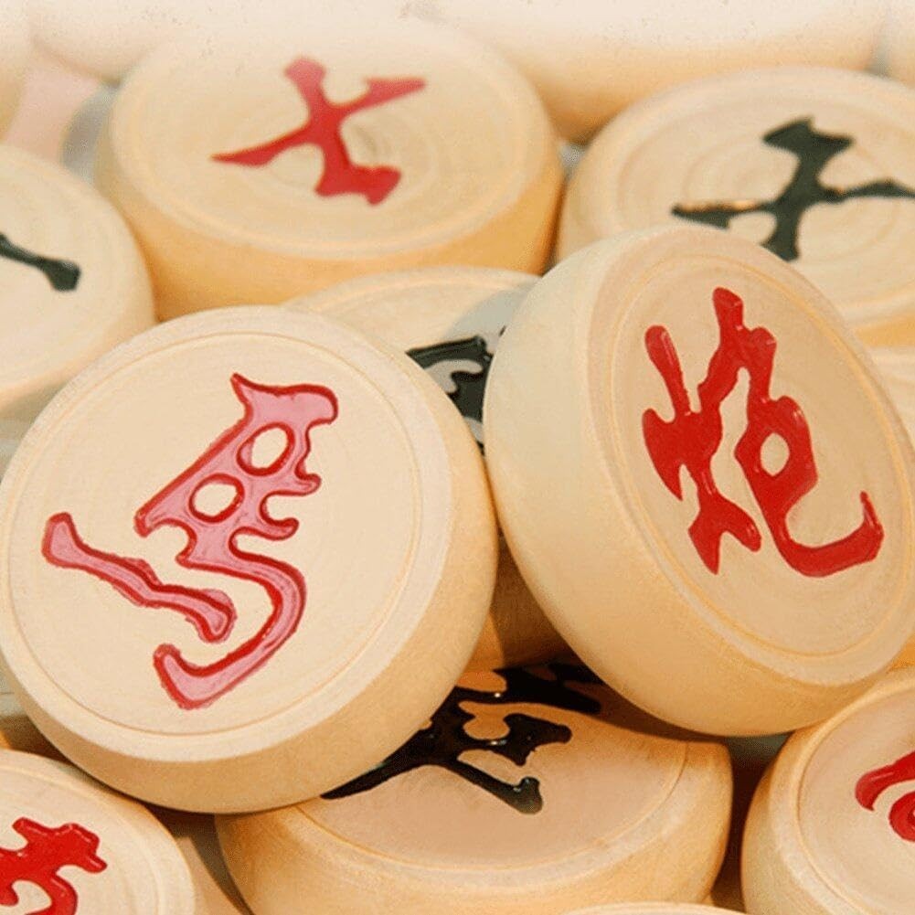 Wooden Xiangqi Travel Chess Set with Leather Board – 2 Player Strategy Game
