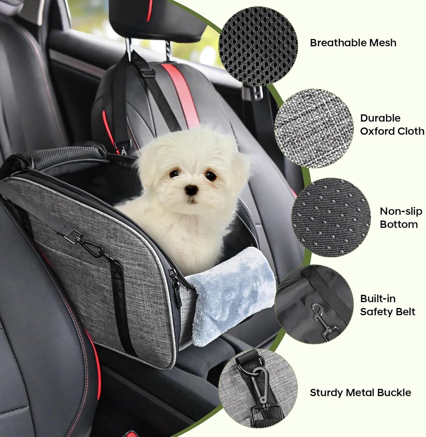 Center Console Dog Car Seat Safety Booster Bed Washable Pet Carrier