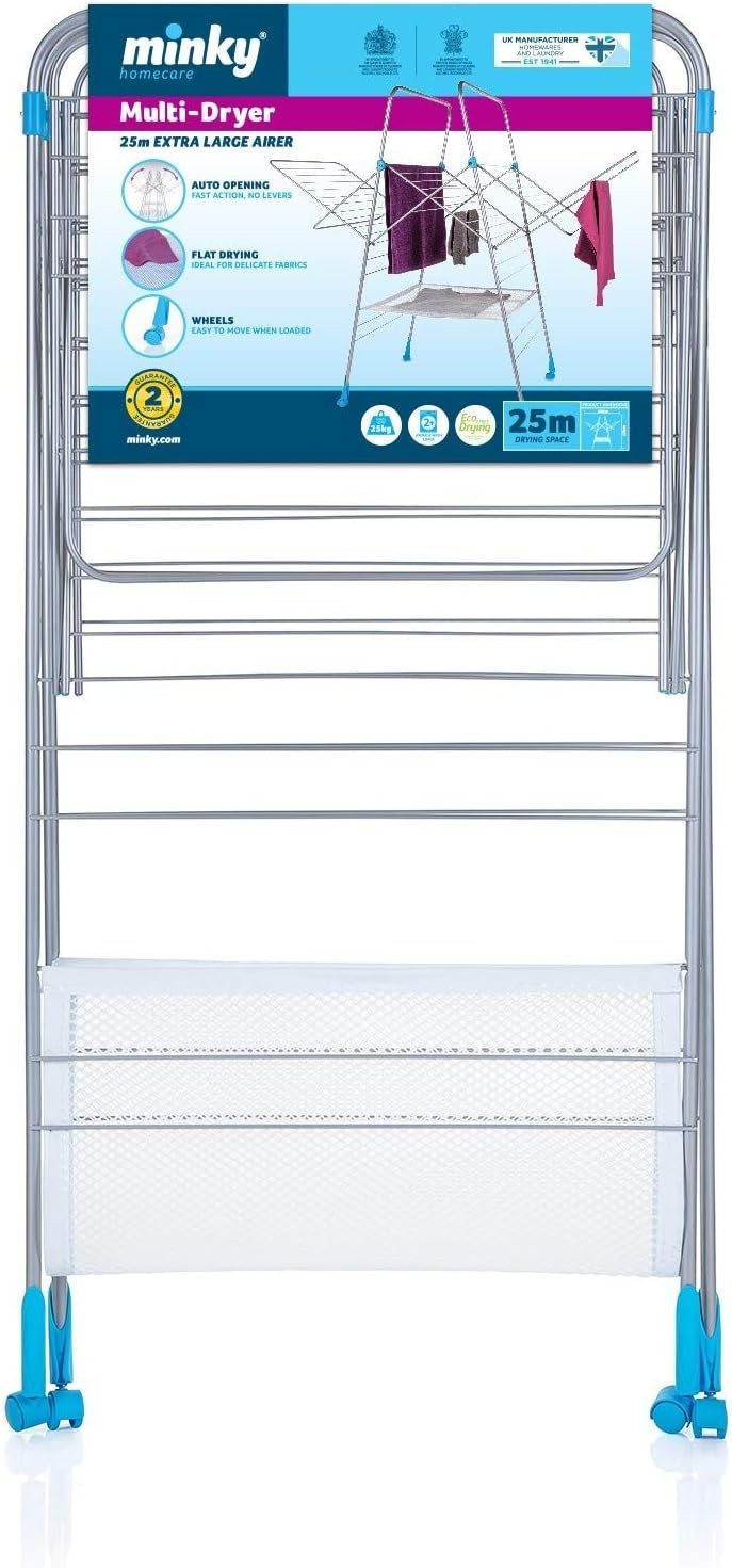 Large Clothes Airer 25m Drying Rack Folding Indoor Rolling Laundry Tower