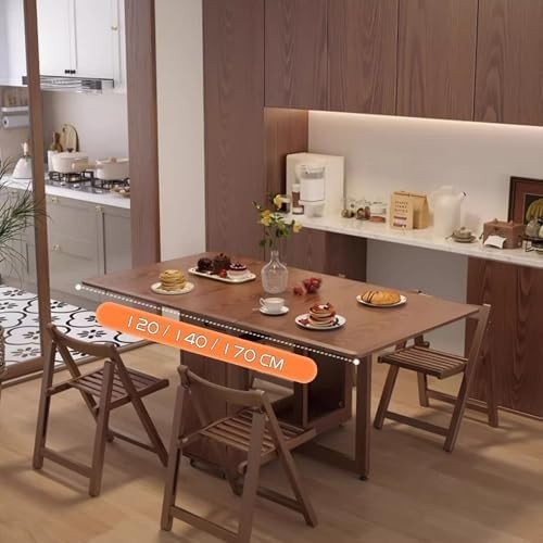 Oak Folding Butterfly Dining Table Set with Hidden Chair Storage – Space Saver