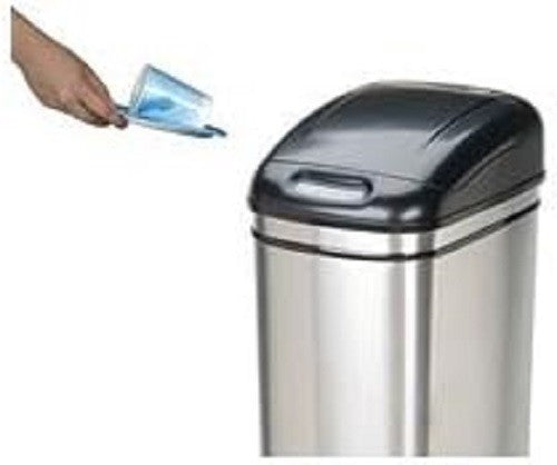 50L Touchless Sensor Kitchen Bin Slim Stainless Steel Auto Lid