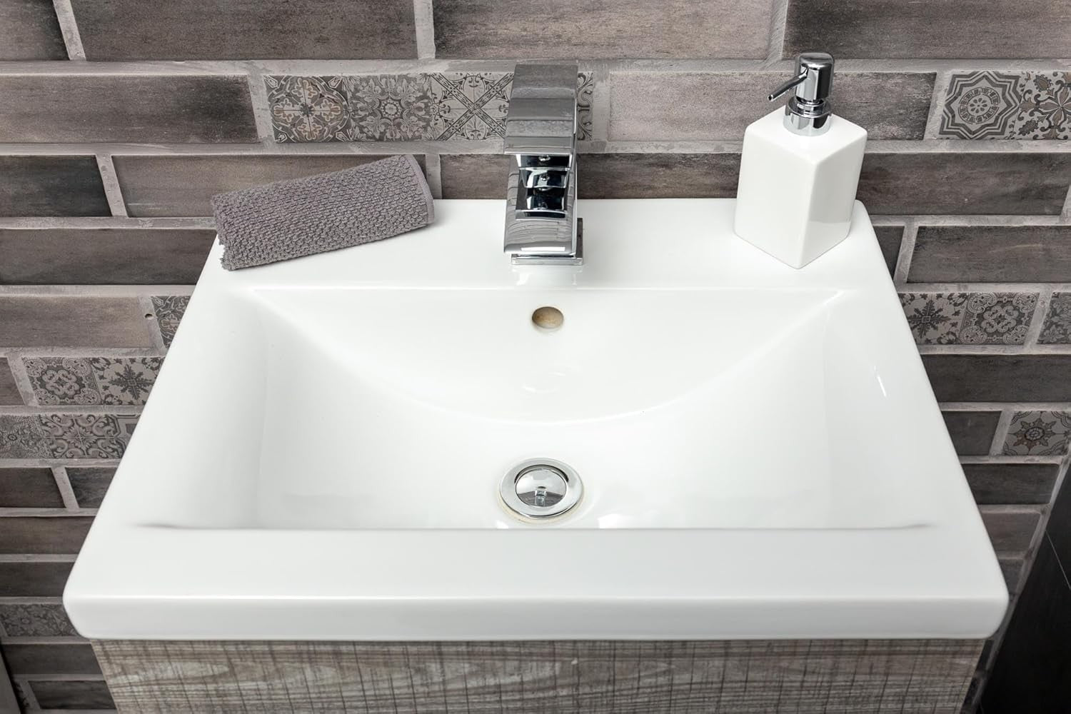 515mm White Bathroom Vanity Unit with Basin Gloss Floor Standing Cabinet