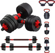 30kg Adjustable Dumbbells 6-in-1 Barbell Kettlebell Push Up Home Gym