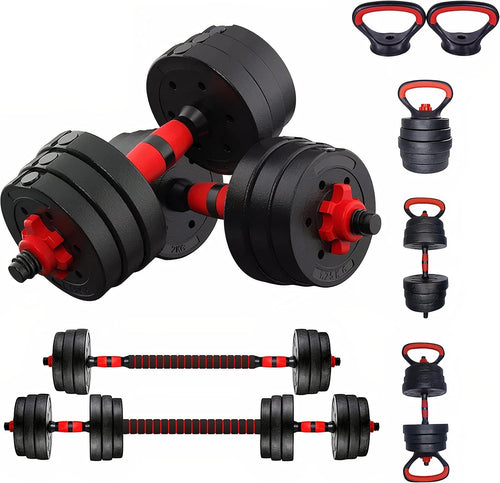 30kg Adjustable Dumbbells 6-in-1 Barbell Kettlebell Push Up Home Gym