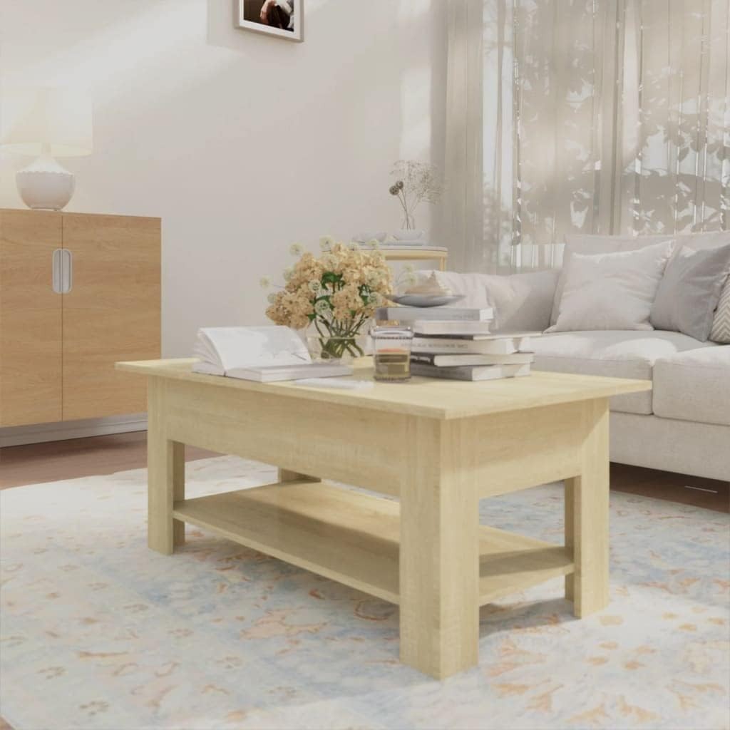 Modern Sonoma Oak Coffee Table with Storage Shelf – Stylish & Functional