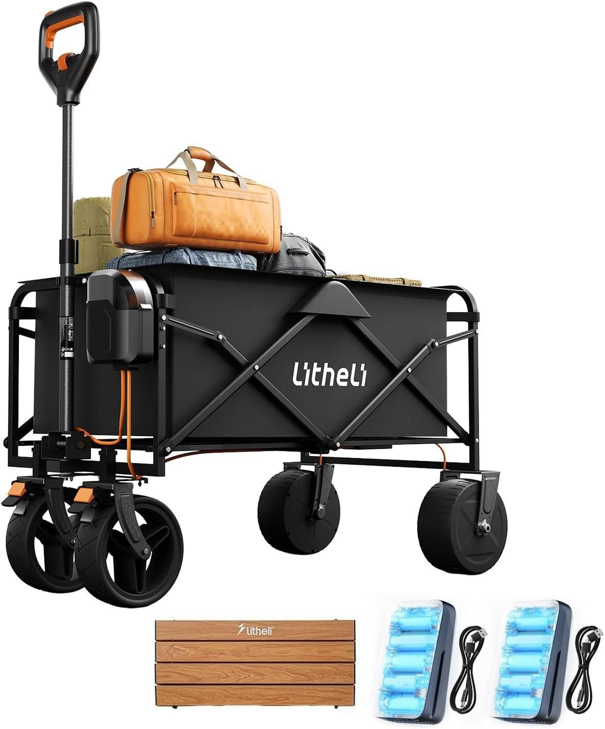 Electric Foldable Utility Handcart 100L Heavy Duty Wagon with Dual Motors