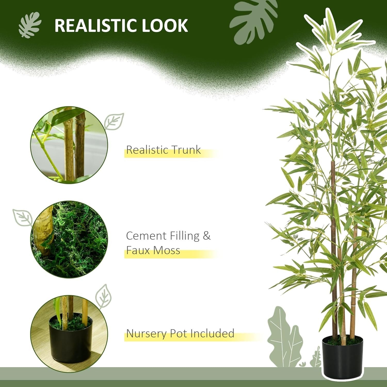 120cm Artificial Bamboo Tree in Weighted Pot Lifelike Indoor Home Garden Decor