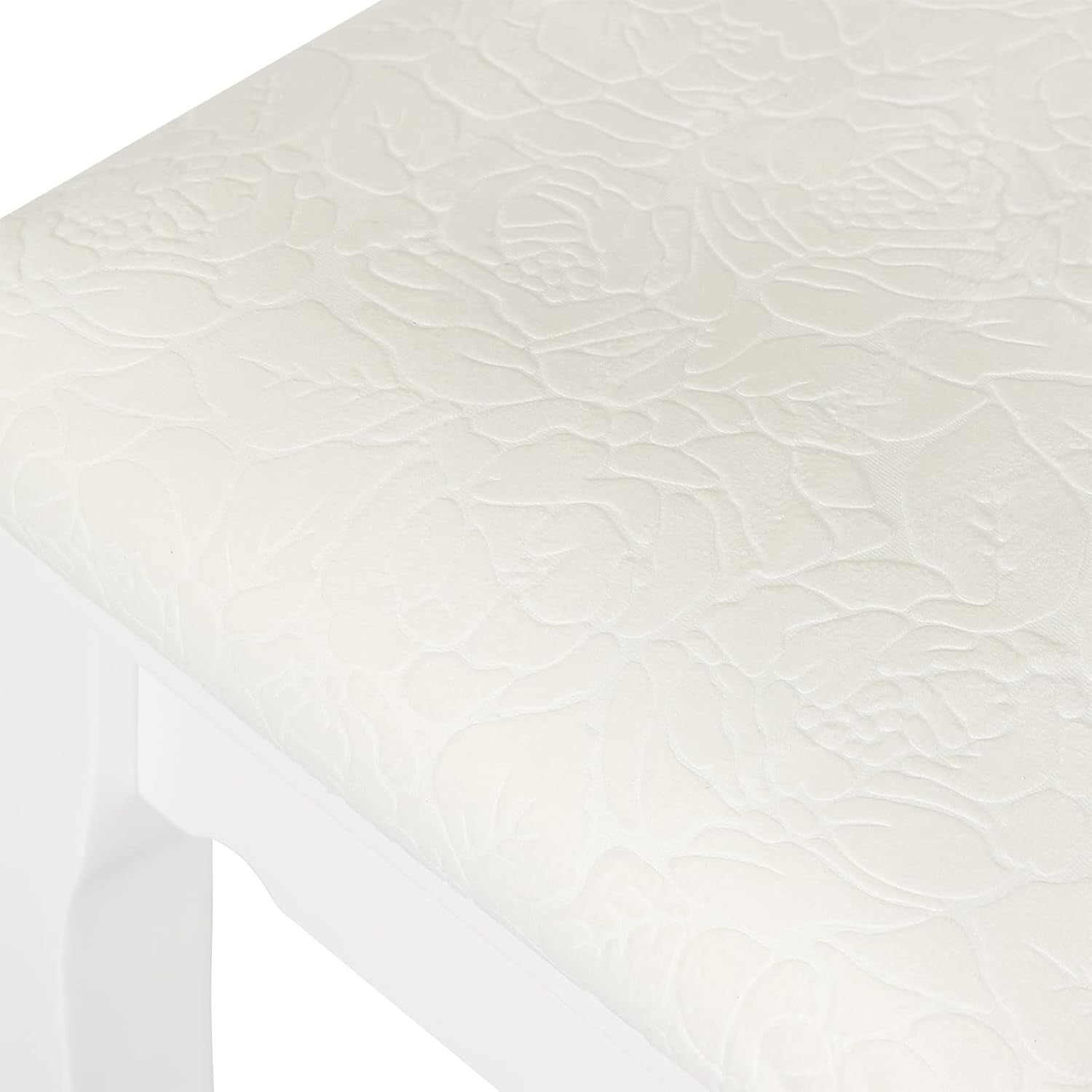 White Padded Vanity Stool Baroque Makeup Chair Pinewood Legs Elegant Seat