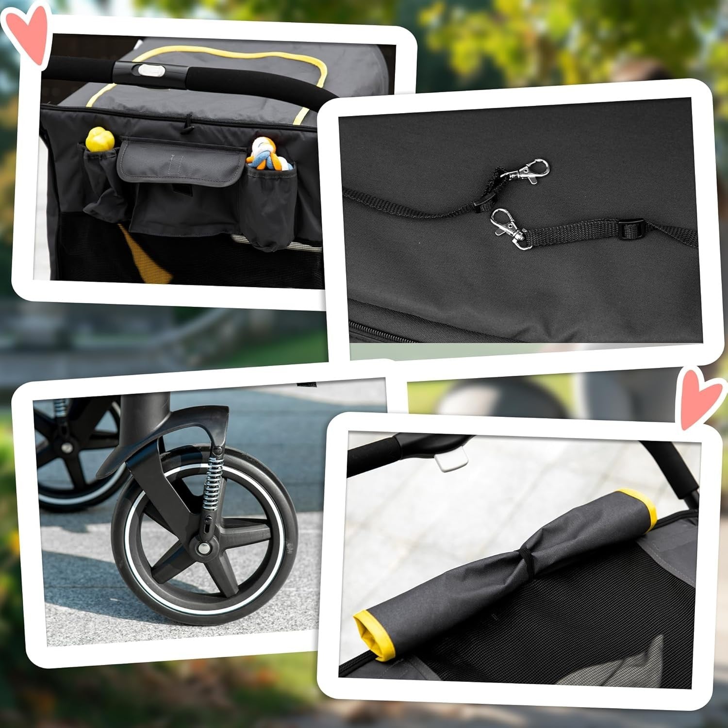 Large Dog Stroller Foldable Pet Pushchair Buggy 30kg Dark Grey