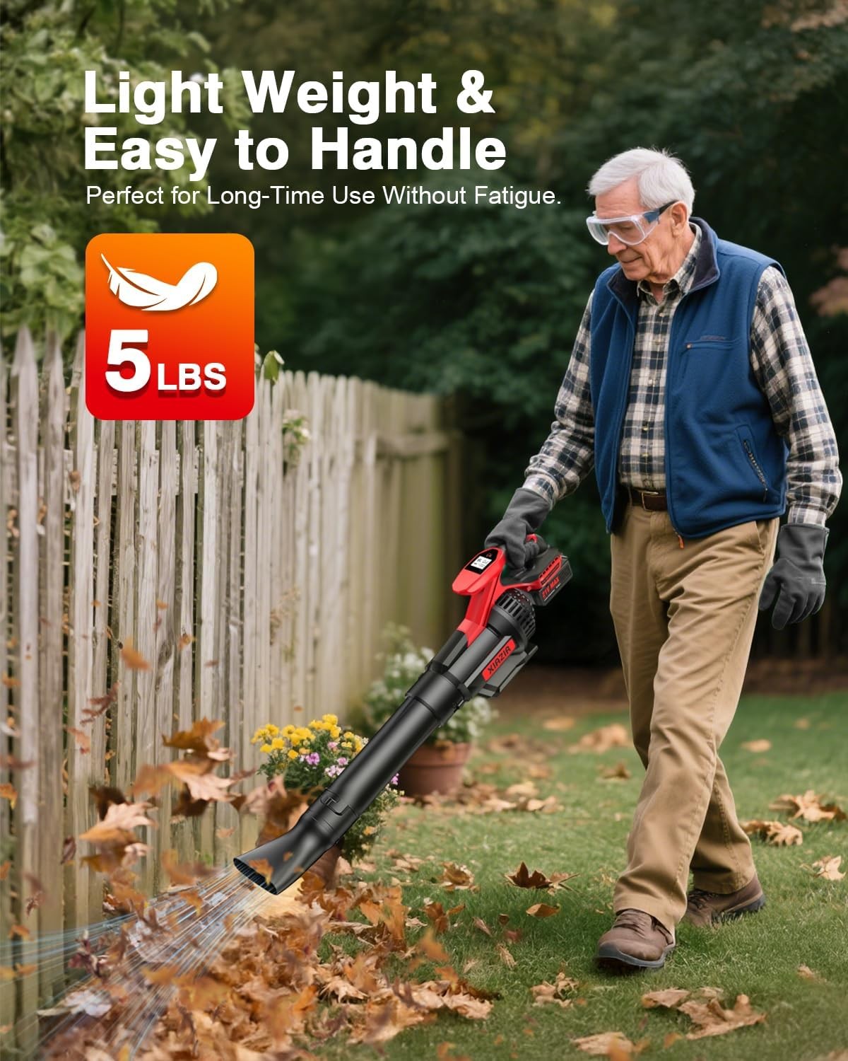 Cordless Leaf Blower LCD Display 3 Speed 2 Batteries Lightweight