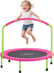 36” Pink Toddler Rebounder Trampoline Foldable Quiet Indoor Outdoor