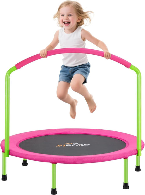 36” Pink Toddler Rebounder Trampoline Foldable Quiet Indoor Outdoor