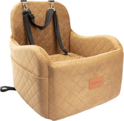 Dog Booster Car Seat Elevated Pet Travel Bed Washable 35lb Coffee