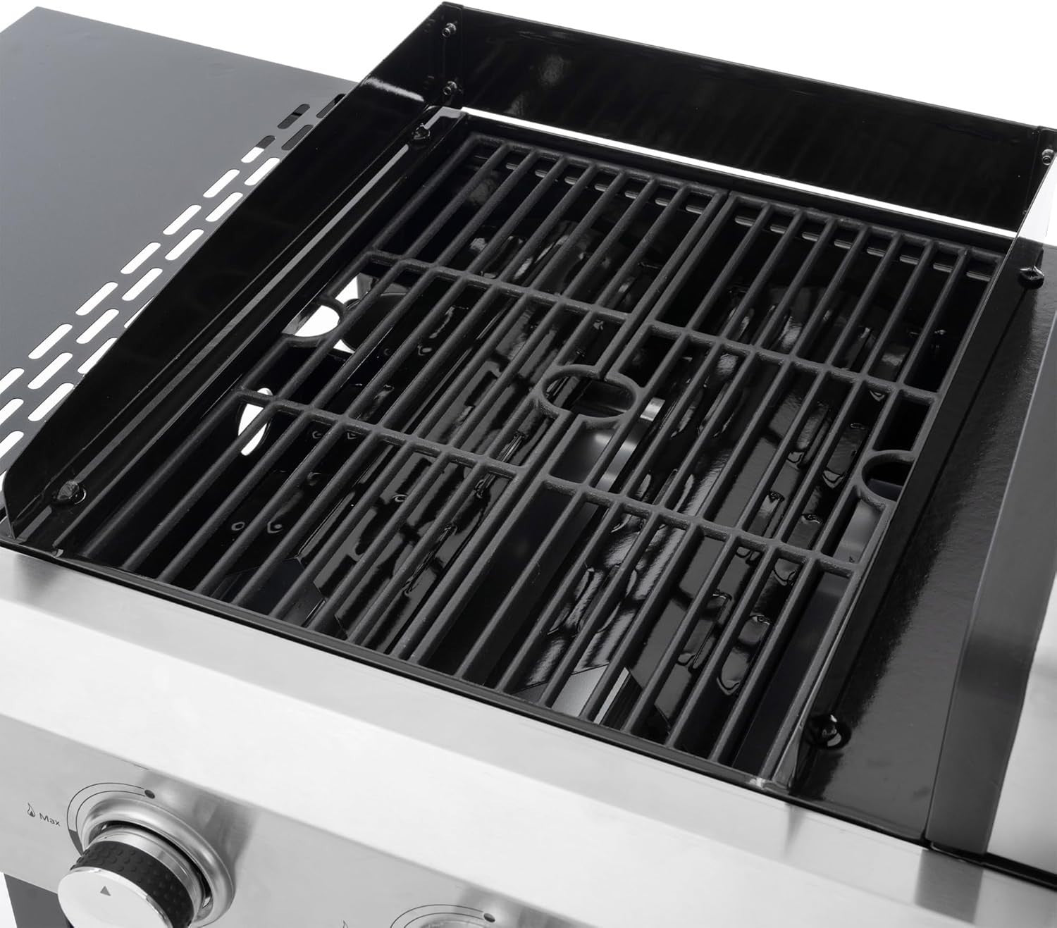 3-in-1 Gas BBQ Grill with Pizza Oven & Hot Plate | 4 Burner | Foldable Shelves