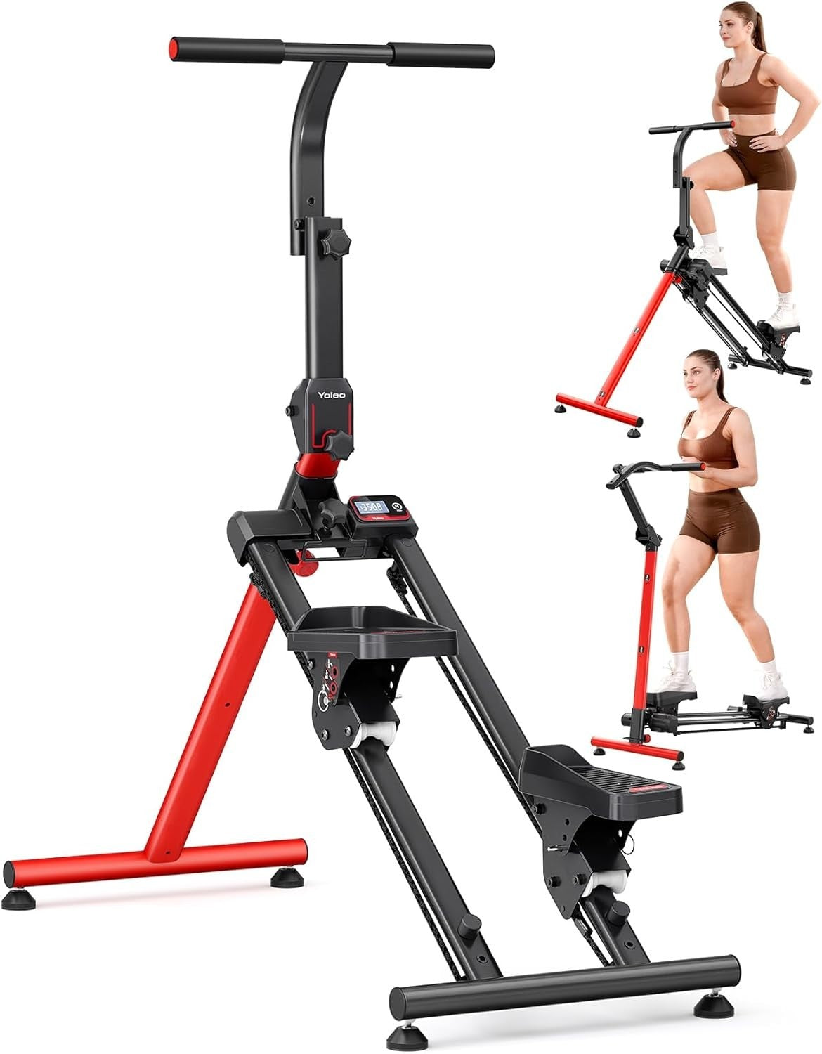 Adjustable Stair Stepper w/ 3 Workout Modes, LCD Tracker & Foldable Design