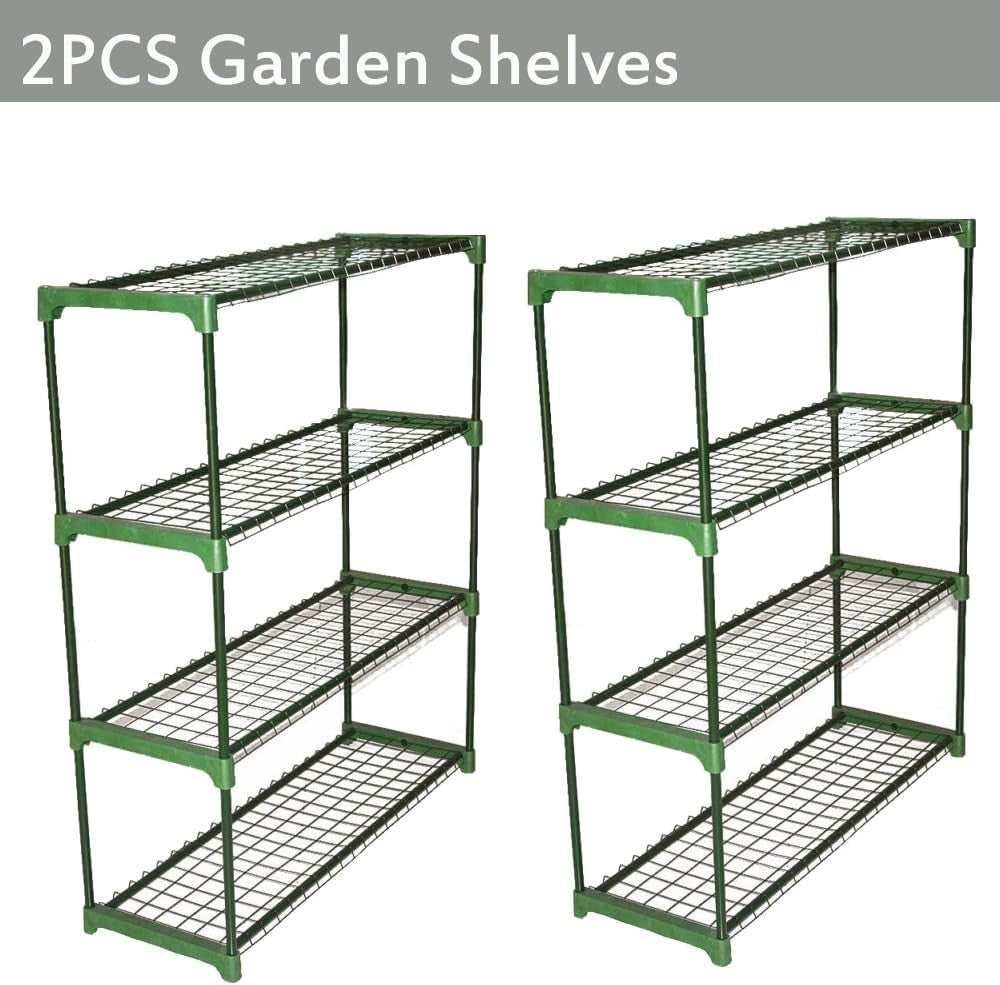 4 Tier Greenhouse Shelving Unit 2 Pack | Heavy Duty Steel Frame