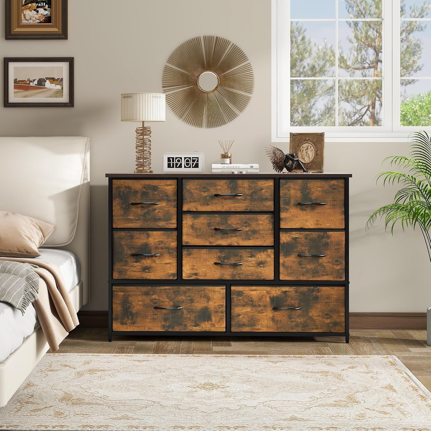 9 Drawer Fabric Dresser Storage Organizer | Bedroom, Living Room, Nursery