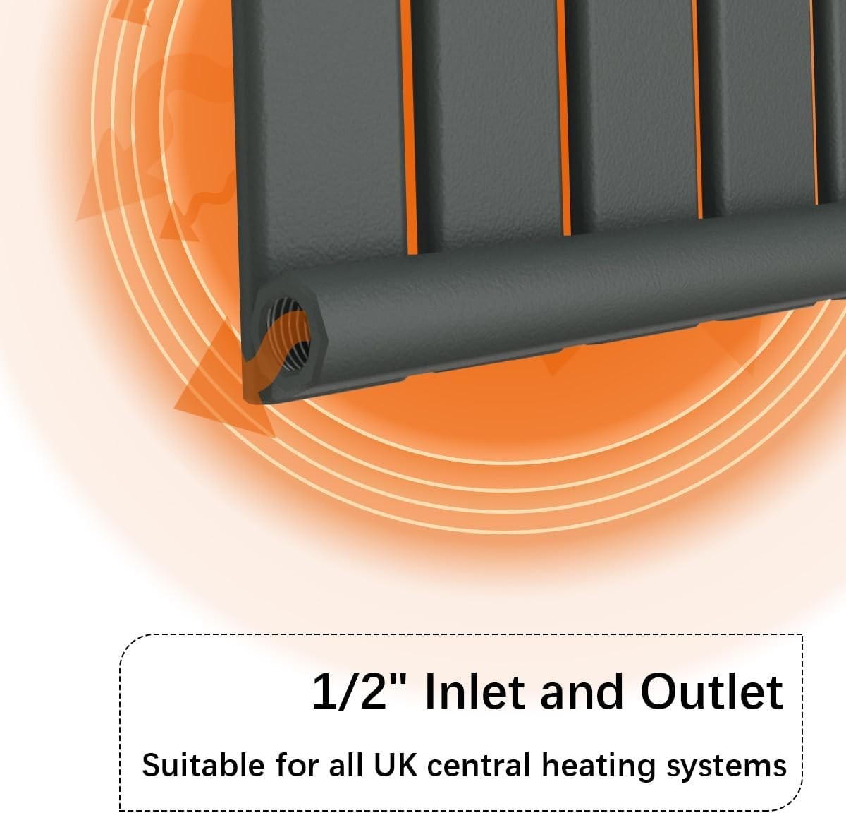 Modern Anthracite Vertical Radiator 1800x408mm Single Panel Heating