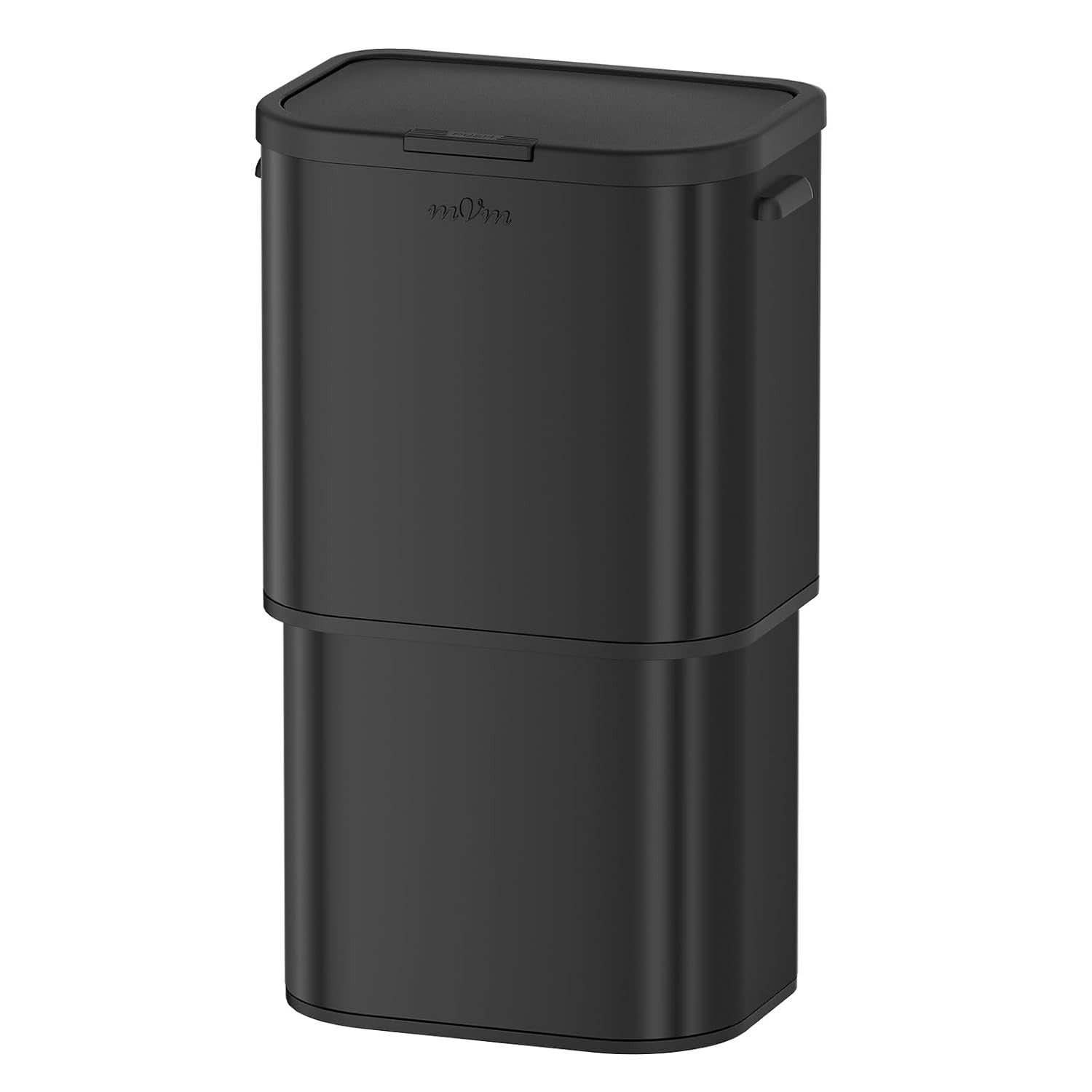 Large 60L Kitchen Trash Bin Black Stainless Steel Soft-Close Rubbish Can
