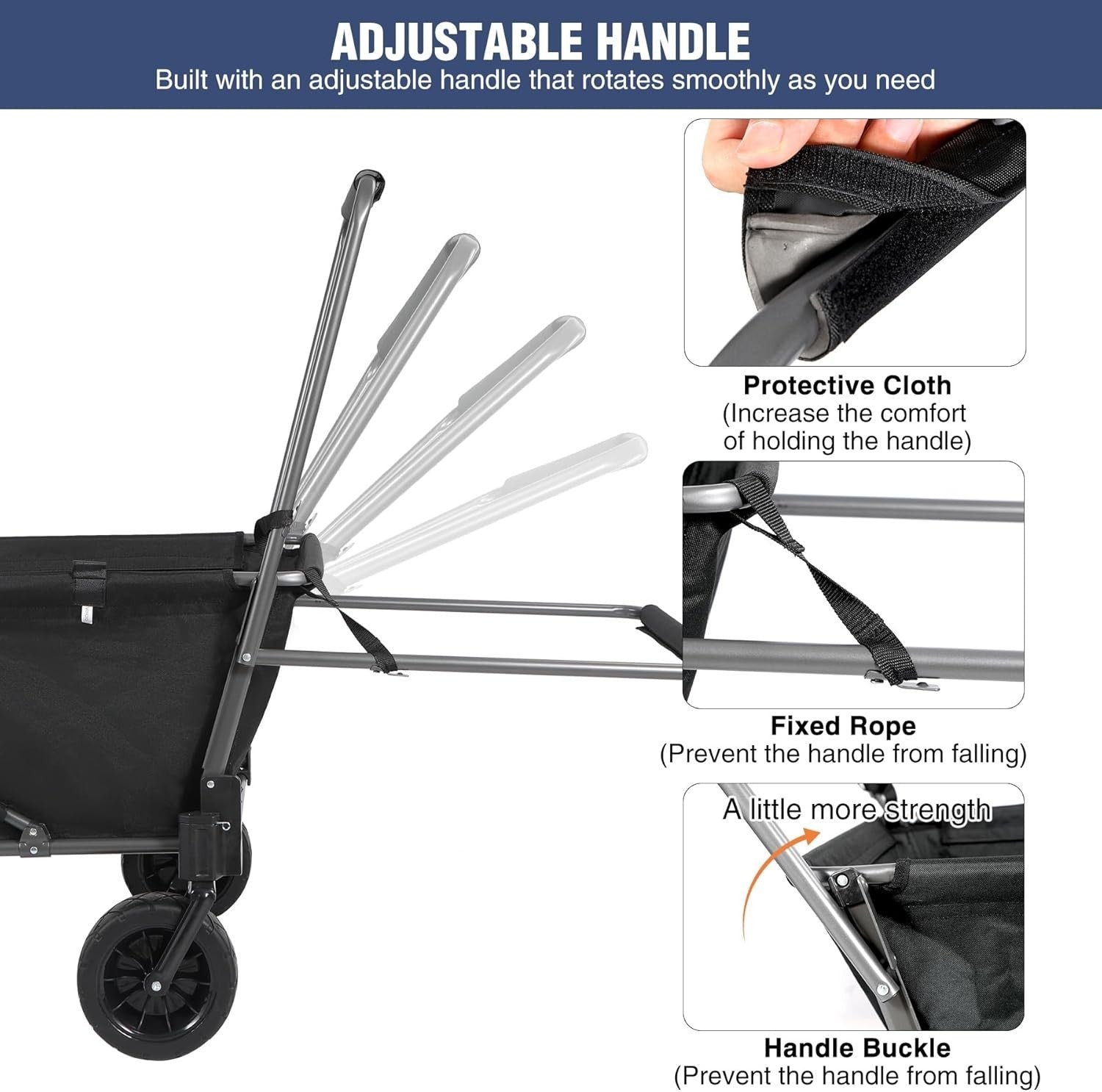 Heavy Duty Folding Dog Wagon Cart w/ Extendable Rear All-Terrain Wheels 150lb