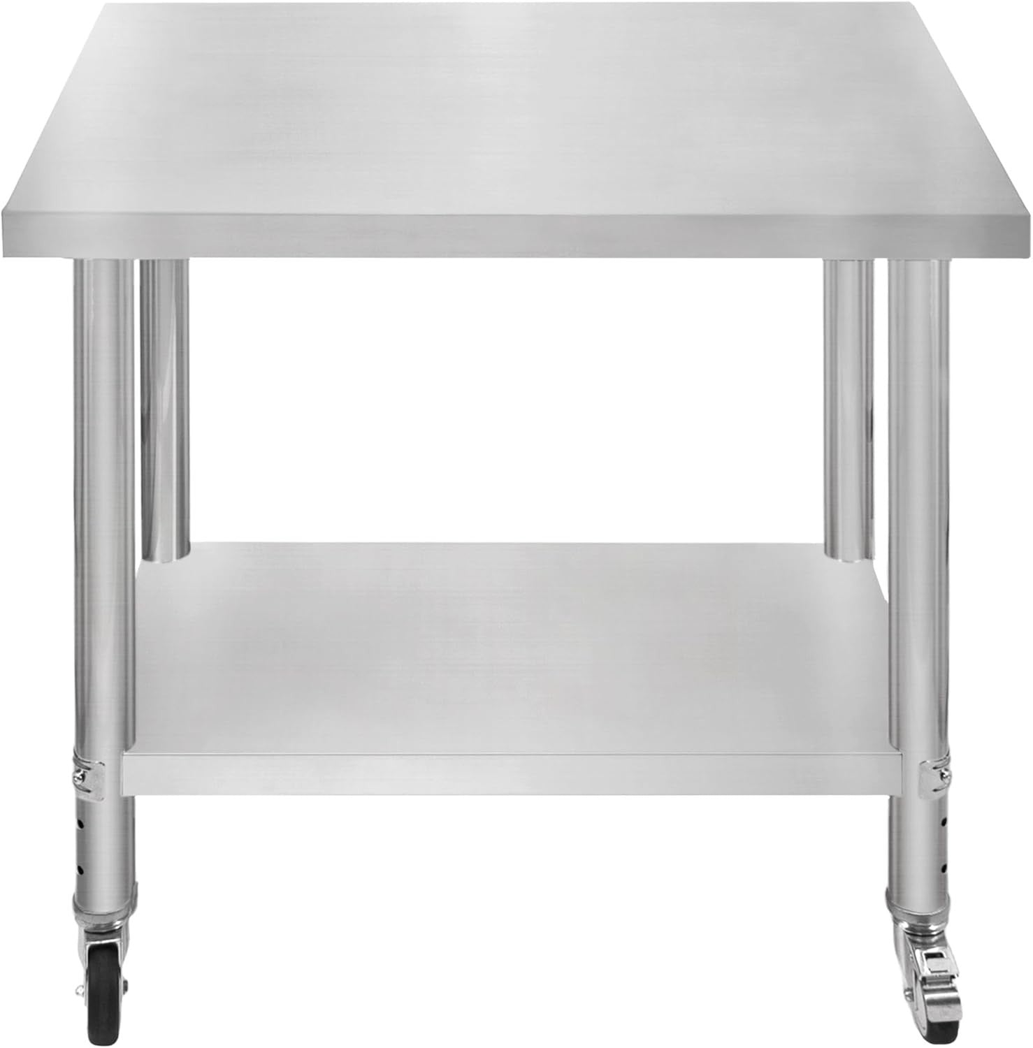 Stainless Steel Mobile Prep Table 160kg Kitchen Work Bench 90x76 Shelf Wheels