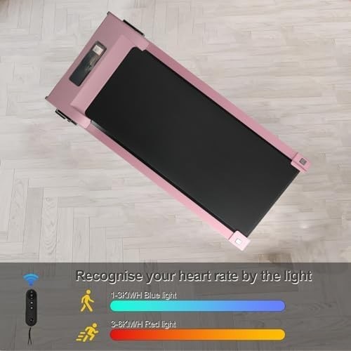 Under Desk Walking Pad Treadmill 4% Incline Portable Home Office Pink