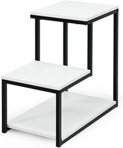 Modern 3-Tier Ladder Side Table with Storage Shelf – Slim Metal Frame Bedside Un