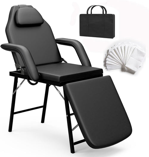 Portable 3-Section Massage Table Folding Beauty Spa Bed w/ Adjustable Backrest