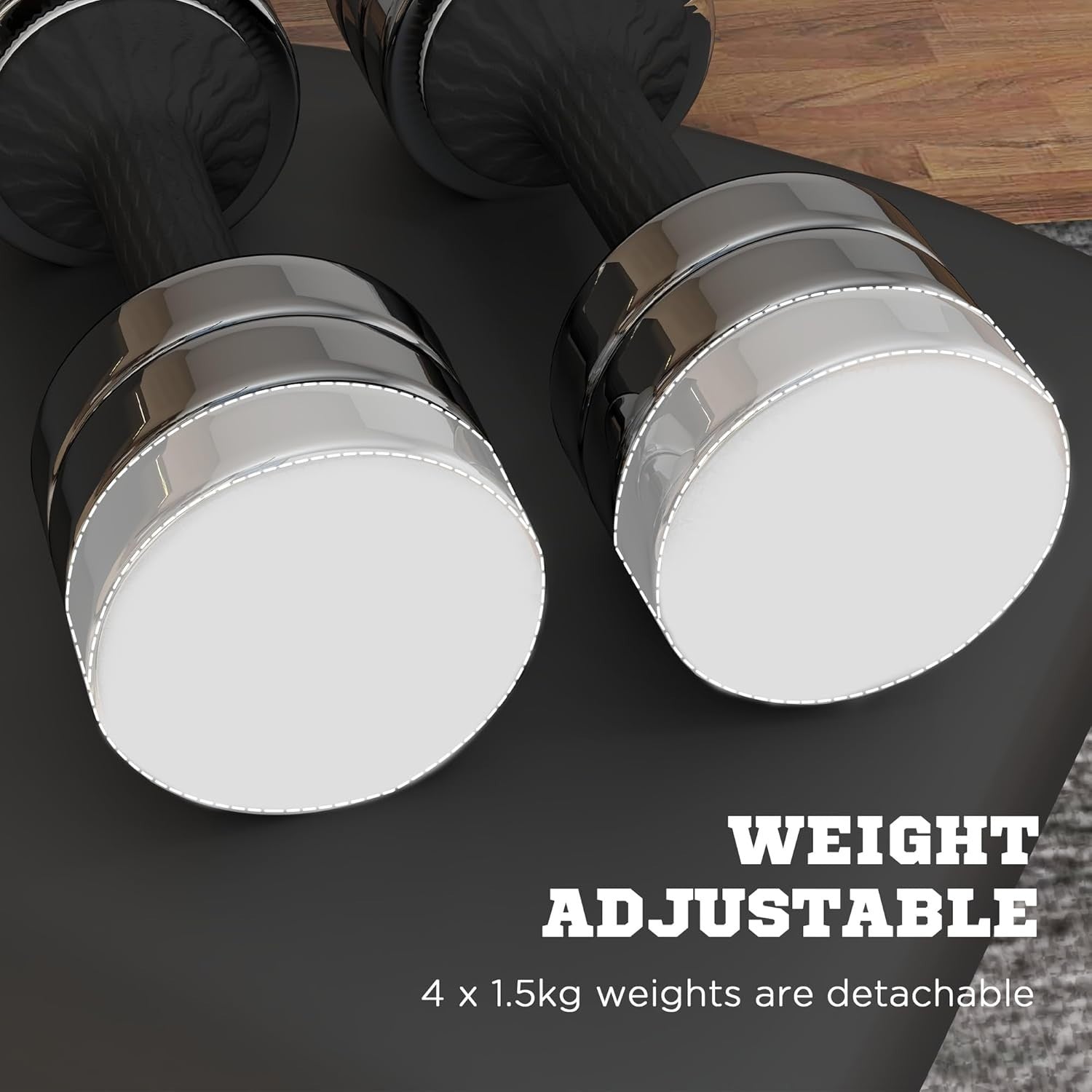 20kg Adjustable Dumbbells Pair Non Slip Weights with Storage Box Home Gym