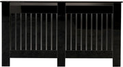 Large High Gloss Black Radiator Cover MDF Slatted Modern Cabinet Heating Unit