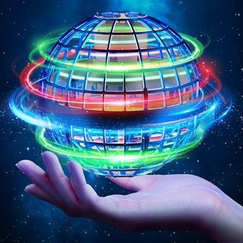 LED Flying Ball Toy with 360° Spin, Rechargeable Hand-Controlled Drone Gift