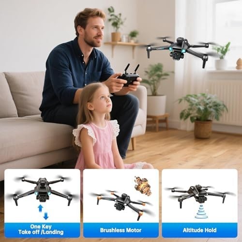 Foldable Drone with Dual Battery, 4K Camera & 360° Flip for Adults