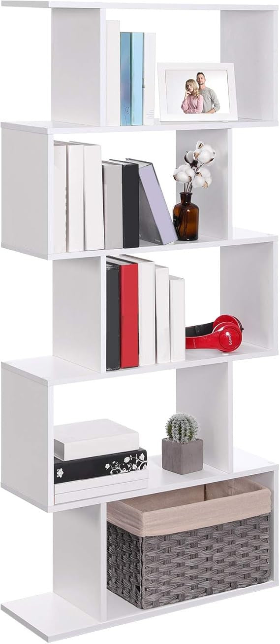 5-Tier White Cube Bookcase Room Divider Modern Display Storage Shelf 159cm