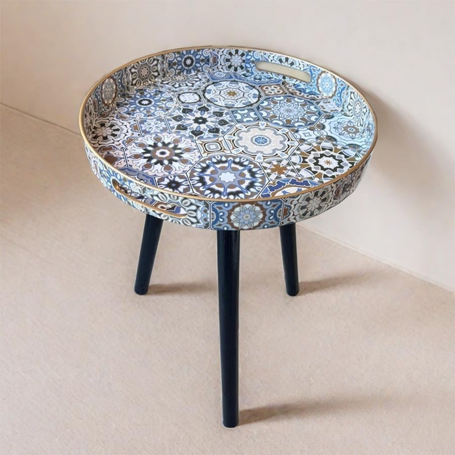 Bohemian Round Side Table – 50x38x38cm Detachable Legs