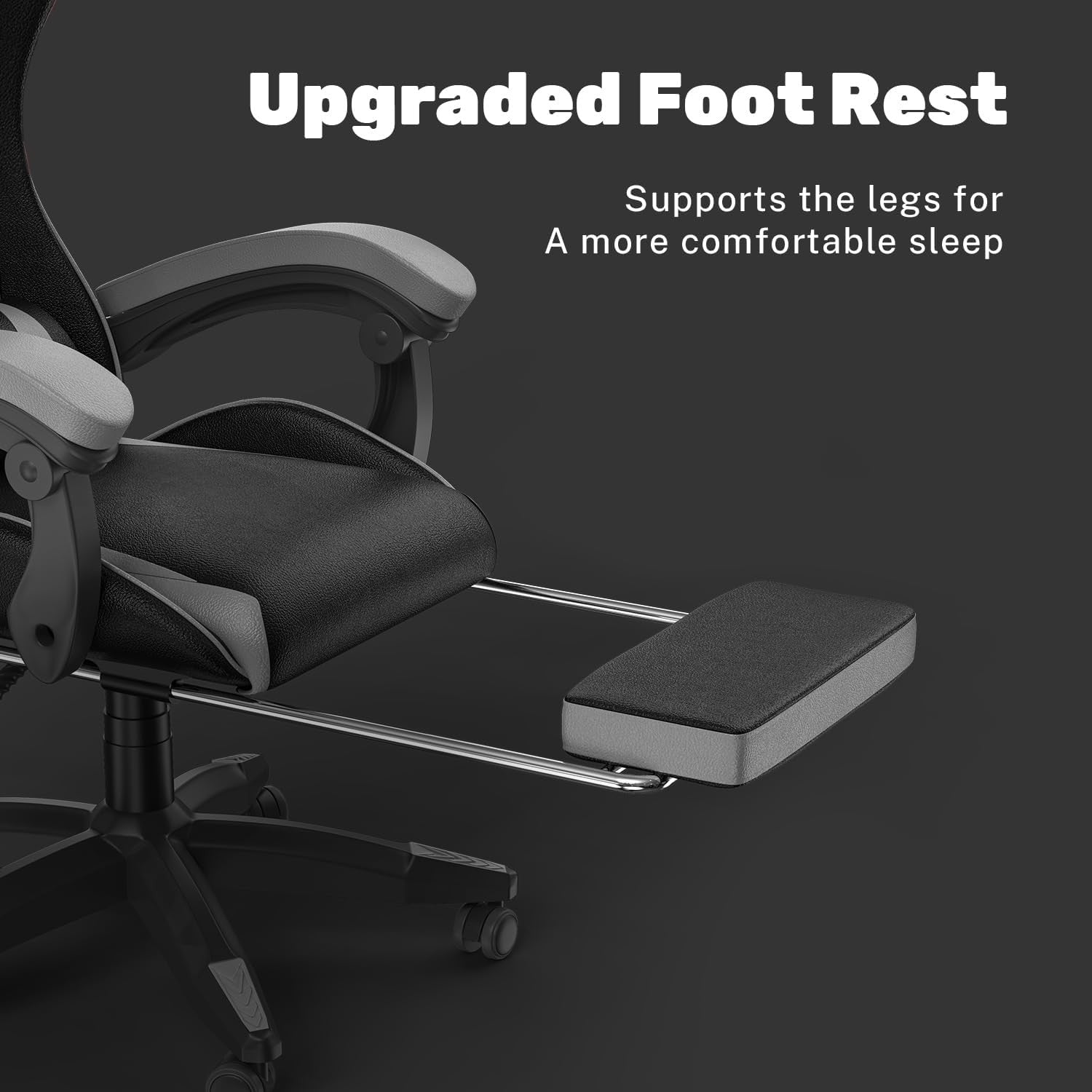 Ergonomic Gaming Chair Recliner w/ Footrest Lumbar Support Grey